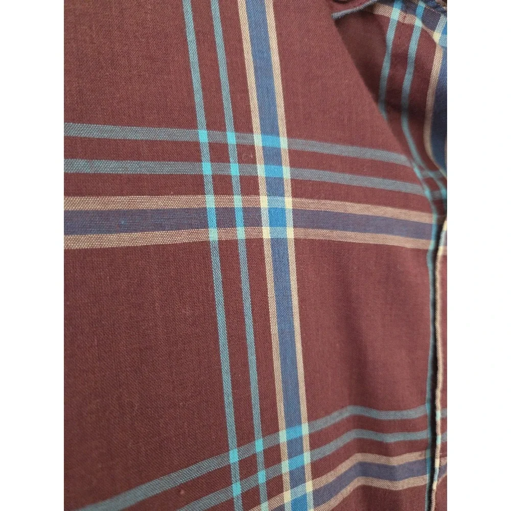 Men's Vtg Levi's Button Down Shirt Plaid Long Sleeve Sz‎ Xl Burgundy